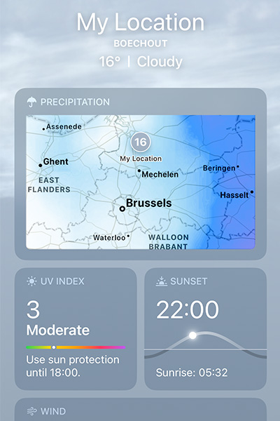 uv index on weather app