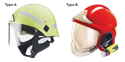 casques de sapeurs-pompiers type A et B