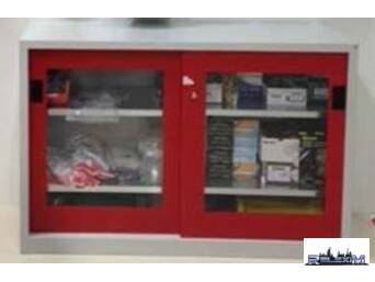 RED STEEL PPE CABINET PLEXI