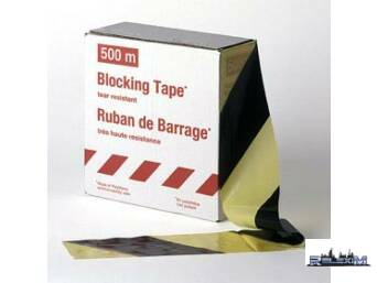 RUBAN BARRAGE JAUNE/NOIR 8CM/500M