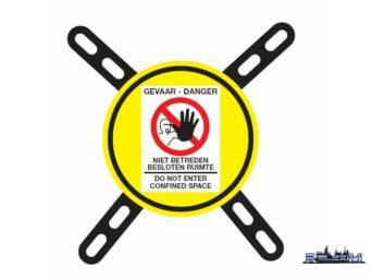 WARNING CROSS BESLOTEN RUIMTE 40CM