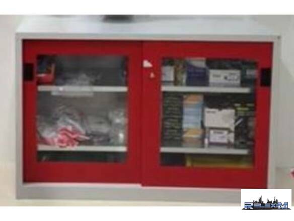 RED STEEL PPE CABINET PLEXI