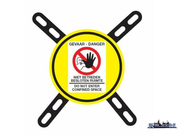 WARNING CROSS BESLOTEN RUIMTE 40CM